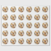 Golden Retriever Weihnachtsfeier Festliche Jungfra Geschenkpapier (Flach)