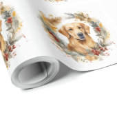 Golden Retriever Weihnachtsfeier Festliche Jungfra Geschenkpapier (Rolleneckpunkt)