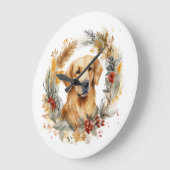 Golden Retriever Weihnachtsfeier Festliche Jungfra Große Wanduhr (Winkel)
