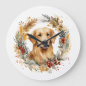 Golden Retriever Weihnachtsfeier Festliche Jungfra Große Wanduhr (Vorderseite)
