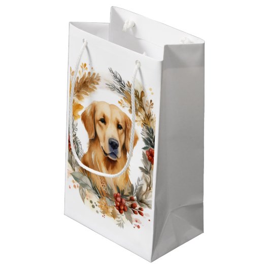 Golden Retriever Weihnachtsfeier Festliche Jungfra Kleine Geschenktüte (Rückseite Schrägansicht)