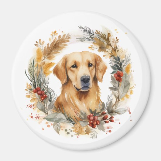 Golden Retriever Weihnachtsfeier Festliche Jungfra Magnet (Vorne)