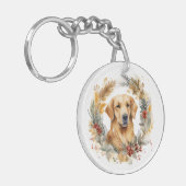 Golden Retriever Weihnachtsfeier Festliche Jungfra Schlüsselanhänger (Vorderseite links)