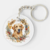 Golden Retriever Weihnachtsfeier Festliche Jungfra Schlüsselanhänger (Rückseite)