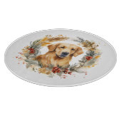 Golden Retriever Weihnachtsfeier Festliche Jungfra Schneidebrett (Ecke)