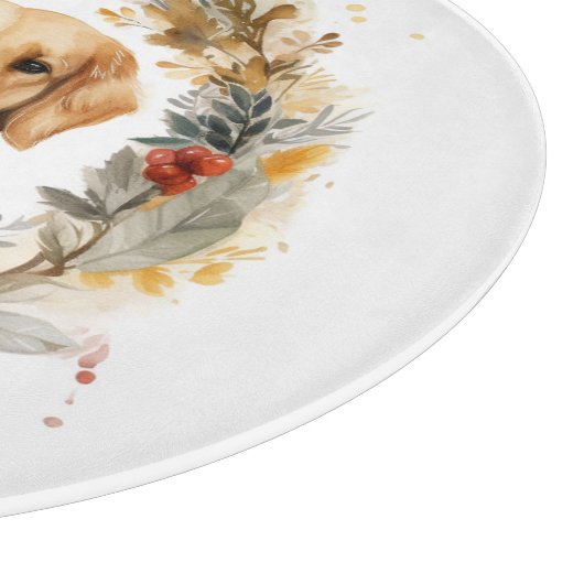 Golden Retriever Weihnachtsfeier Festliche Jungfra Schneidebrett (Ecke)