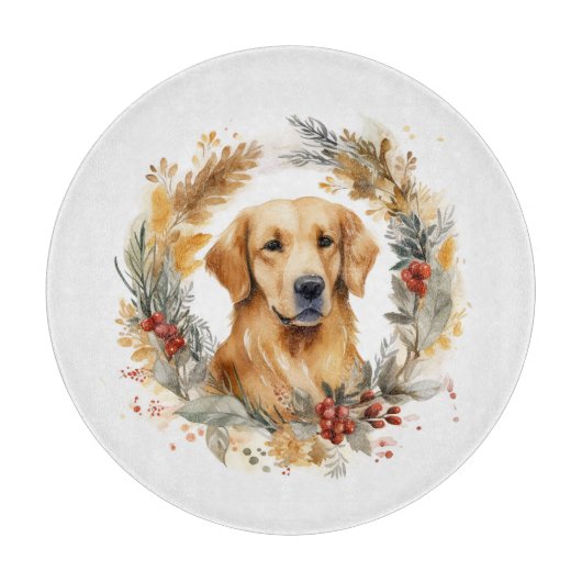 Golden Retriever Weihnachtsfeier Festliche Jungfra Schneidebrett (Vorderseite)