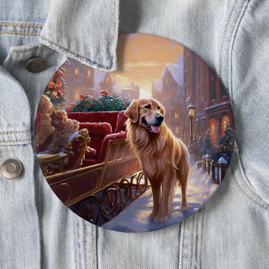 Golden Retriever Weihnachtsfeiertage Button (Beispiel)