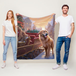 Golden Retriever Weihnachtsfeiertage Fleecedecke
