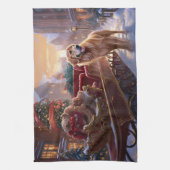 Golden Retriever Weihnachtsfeiertage Geschirrtuch (Vertikal)