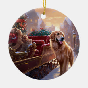 Golden Retriever Weihnachtsfeiertage Keramik Ornament