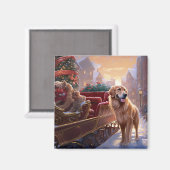 Golden Retriever Weihnachtsfeiertage Magnet (Vorderseite/Rückseite)