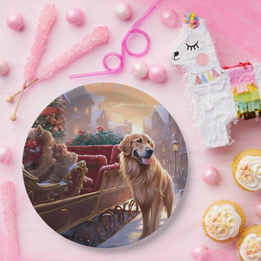 Golden Retriever Weihnachtsfeiertage Pappteller (Party)