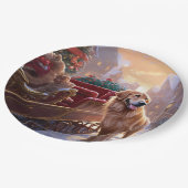 Golden Retriever Weihnachtsfeiertage Pappteller (Schrägansicht)