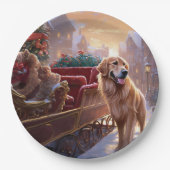 Golden Retriever Weihnachtsfeiertage Pappteller (Vorderseite)