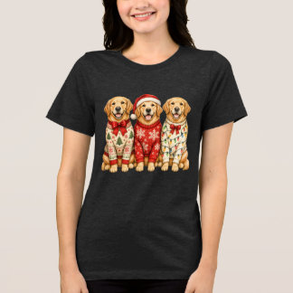 Golden Retriever Weihnachtsfeiertags-Outfit Tri-Blend Shirt