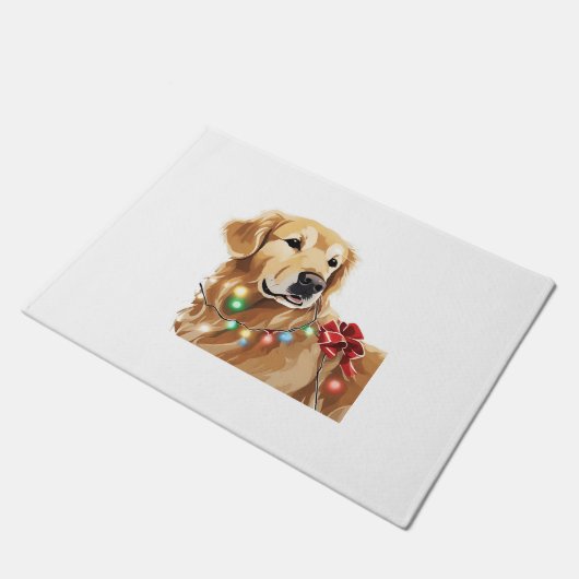 Golden Retriever Weihnachtsfest Fußmatte (Schrägansicht)