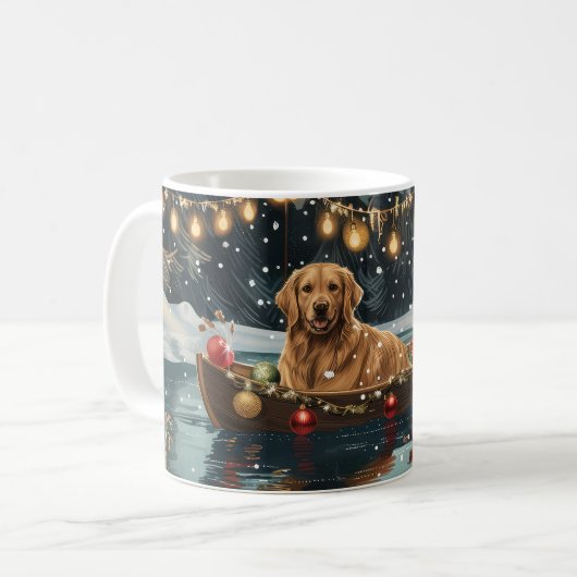 Golden Retriever Weihnachtsfest Reise Kaffeetasse (Vorderseite Links)