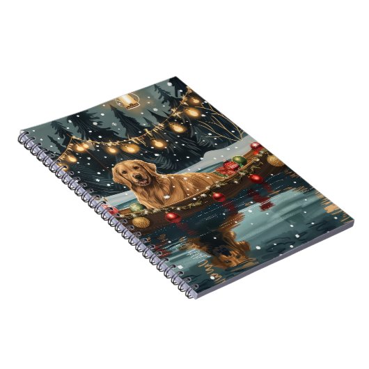 Golden Retriever Weihnachtsfest Reise Notizblock (Rechte Seite)