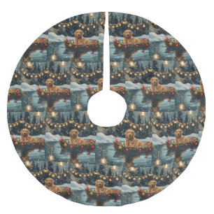 Golden Retriever Weihnachtsfest Reise Polyester Weihnachtsbaumdecke