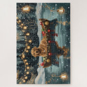 Golden Retriever Weihnachtsfest Reise Puzzle (Vertikal)