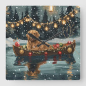 Golden Retriever Weihnachtsfest Reise Quadratische Wanduhr (Vorderseite)