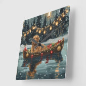 Golden Retriever Weihnachtsfest Reise Quadratische Wanduhr (Winkel)