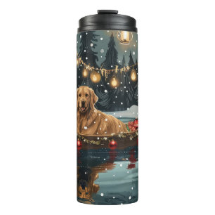 Golden Retriever Weihnachtsfest Reise Thermosbecher