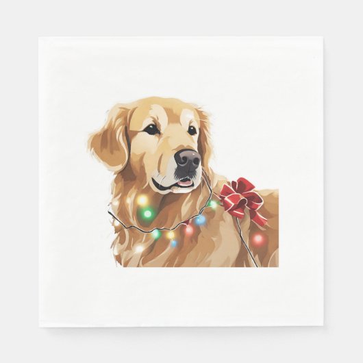 Golden Retriever Weihnachtsfest Serviette (Vorderseite)