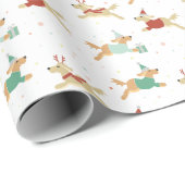Golden retriever-Weihnachtsgeschenk-Packpapier Geschenkpapier (Rolleneckpunkt)