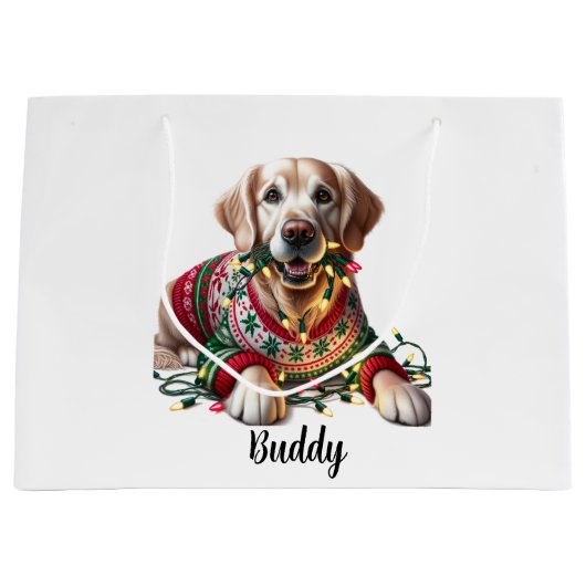 Golden Retriever Weihnachtsgeschenk Tasche Große Geschenktüte (Vorderseite)