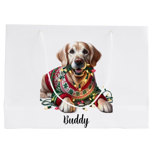Golden Retriever Weihnachtsgeschenk Tasche Große Geschenktüte (Rückseite)