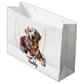 Golden Retriever Weihnachtsgeschenk Tasche Große Geschenktüte (Vorderseite Schrägansicht)