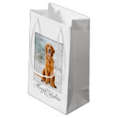 Golden retriever-Weihnachtsgeschenk-Tasche Kleine Geschenktüte (Rückseite Schrägansicht)