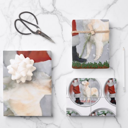 Golden Retriever Weihnachtsgeschenke Geschenkpapier Set (Vorderseite)