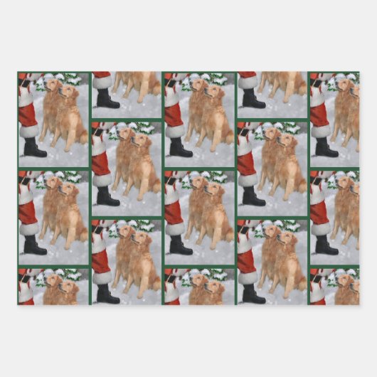 Golden Retriever Weihnachtsgeschenke Geschenkpapier Set (Vorderseite)
