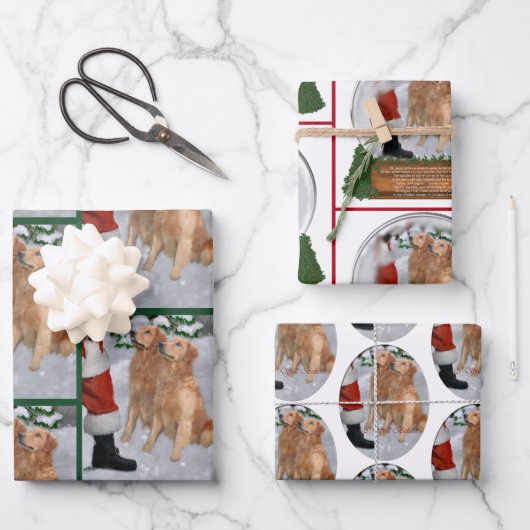 Golden Retriever Weihnachtsgeschenke Geschenkpapier Set (Vorderseite)