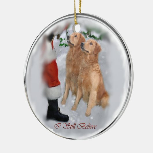 Golden Retriever Weihnachtsgeschenke Keramik Ornament (Links)