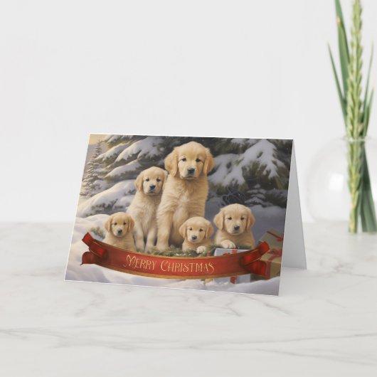 Golden Retriever Weihnachtsgrußkarte Dankeskarte (Vorderseite)