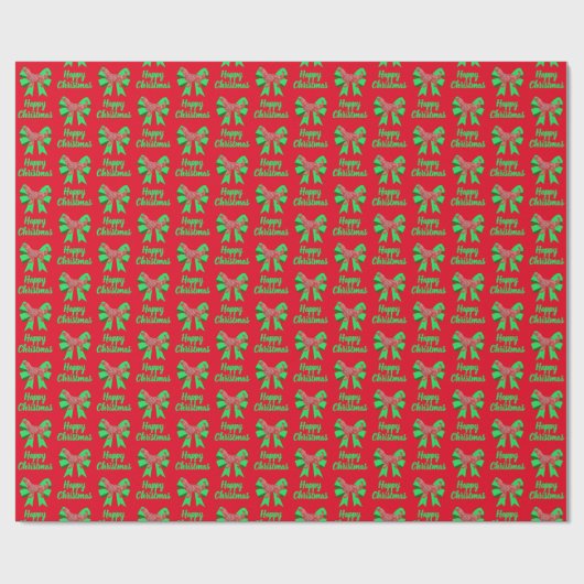 Golden Retriever Weihnachtshund & Green Bow Red Geschenkpapier (Flach)