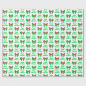 Golden Retriever Weihnachtshund & Green Bow White Geschenkpapier (Flach)