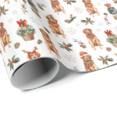 Golden Retriever Weihnachtshunde Geschenkpapier (Rolleneckpunkt)