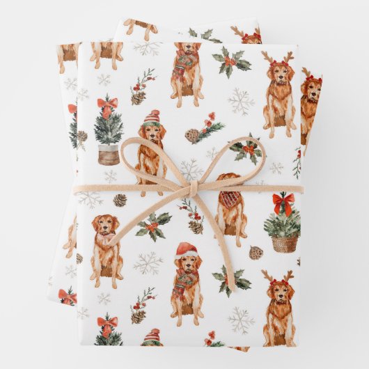 Golden Retriever Weihnachtshunde Geschenkpapier Set (Beispiel)