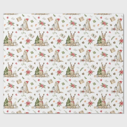 Golden Retriever | Weihnachtshundwrapping Paper Geschenkpapier (Flach)