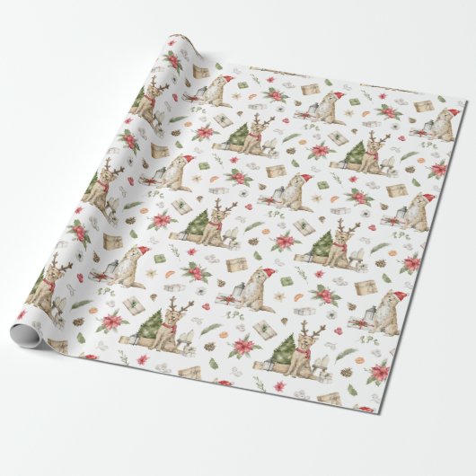 Golden Retriever | Weihnachtshundwrapping Paper Geschenkpapier (Ungerollt)