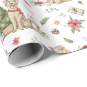 Golden Retriever | Weihnachtshundwrapping Paper Geschenkpapier (Rolleneckpunkt)