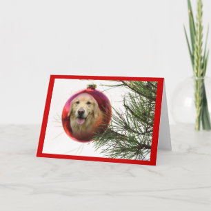 Golden Retriever Weihnachtskarte Ball Feiertagskarte