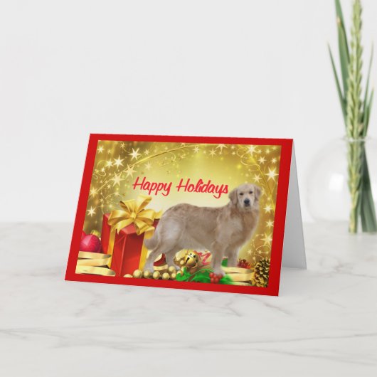 Golden Retriever Weihnachtskarte Geschenk Feiertagskarte (Vorderseite)