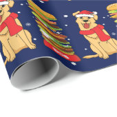 Golden Retriever Weihnachtskarte Geschenkpapier (Rolleneckpunkt)