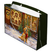 Golden Retriever Weihnachtskarte Große Geschenktüte (Rückseite Schrägansicht)